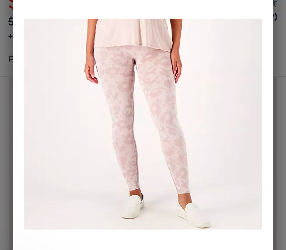 New AnyBody Women's Pink Floral Jacquard Knit Leggings Size Large Girl Core